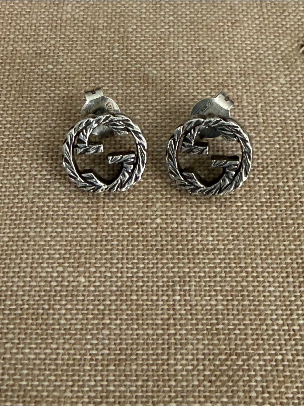 Gucci Silver-Tone Wreath Interlocking G Stud Earrings
